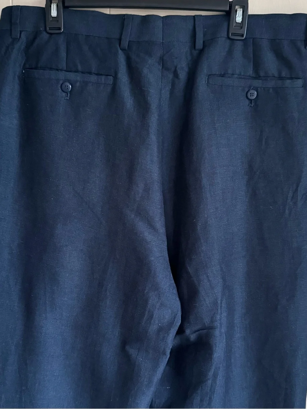 Louis Raphael Tailored Linen Blend Dress Pants Dark Navy Pleated 38x30 Classic